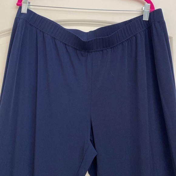 Susan Graver Navy Liquid Knit Pants Womens Plus Size 2XP Slinky stretch straight - Picture 4 of 10